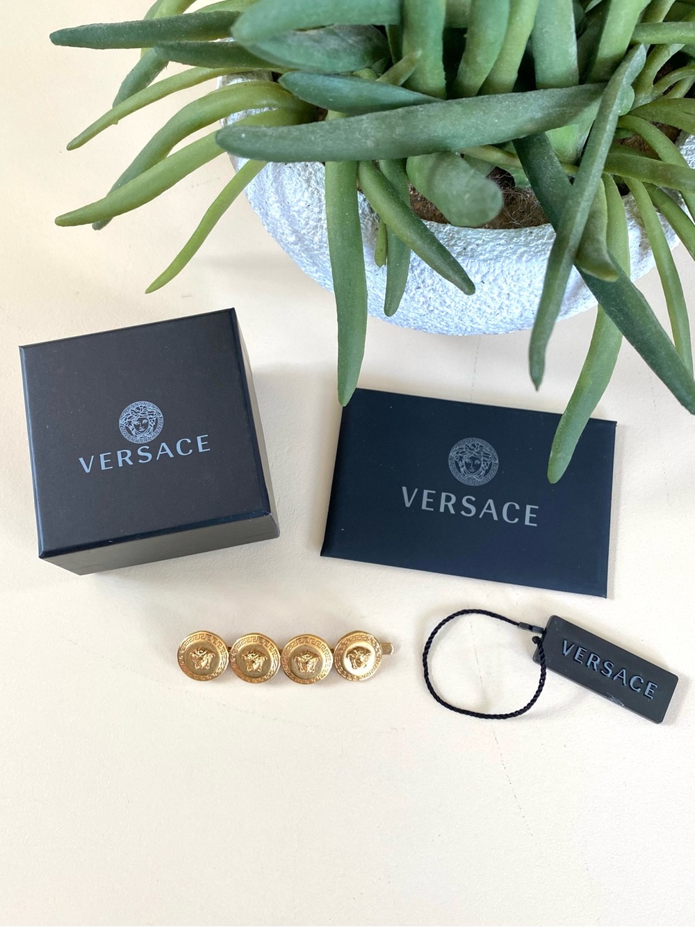 VERSACE - Medusa Barrette Hair Clip Gold Tone Made in Italy + Box